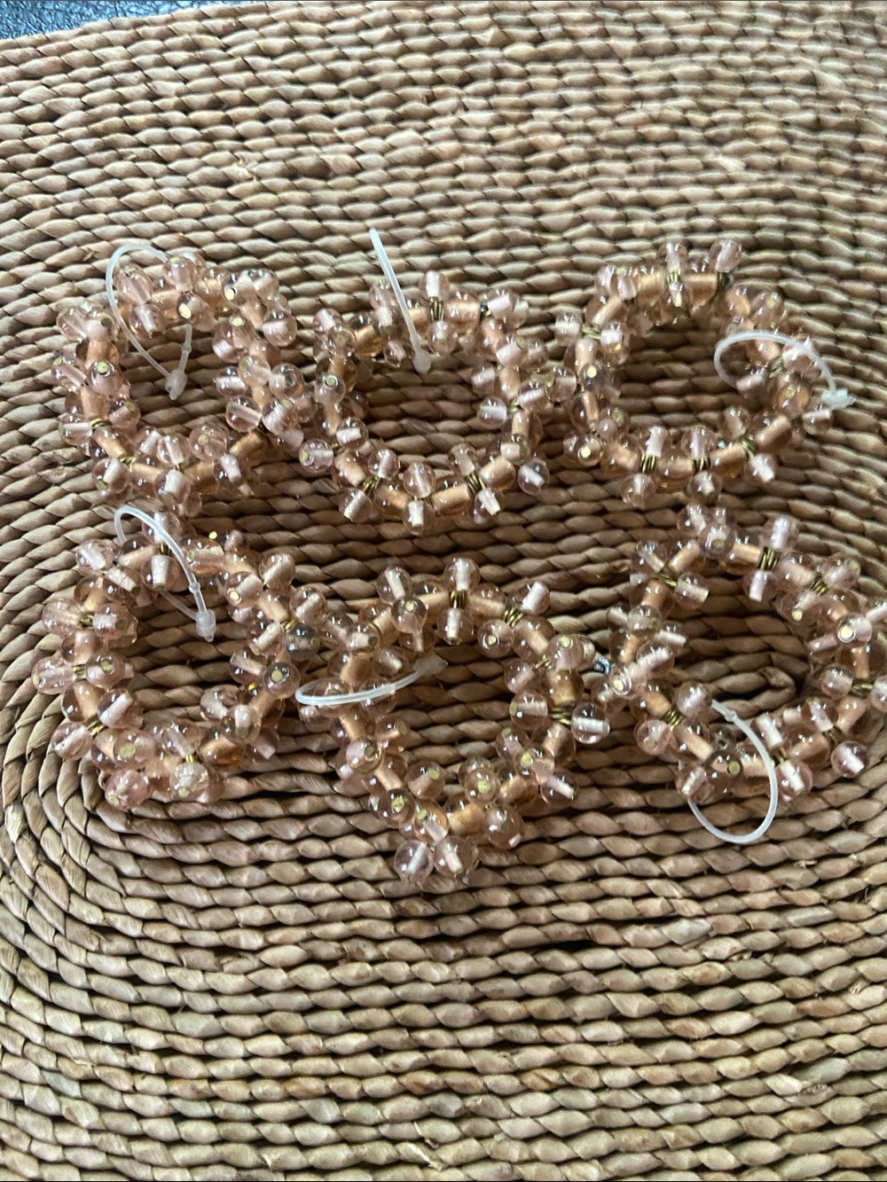 Beaded Champagne Pink Napkin Rings- Six of them
